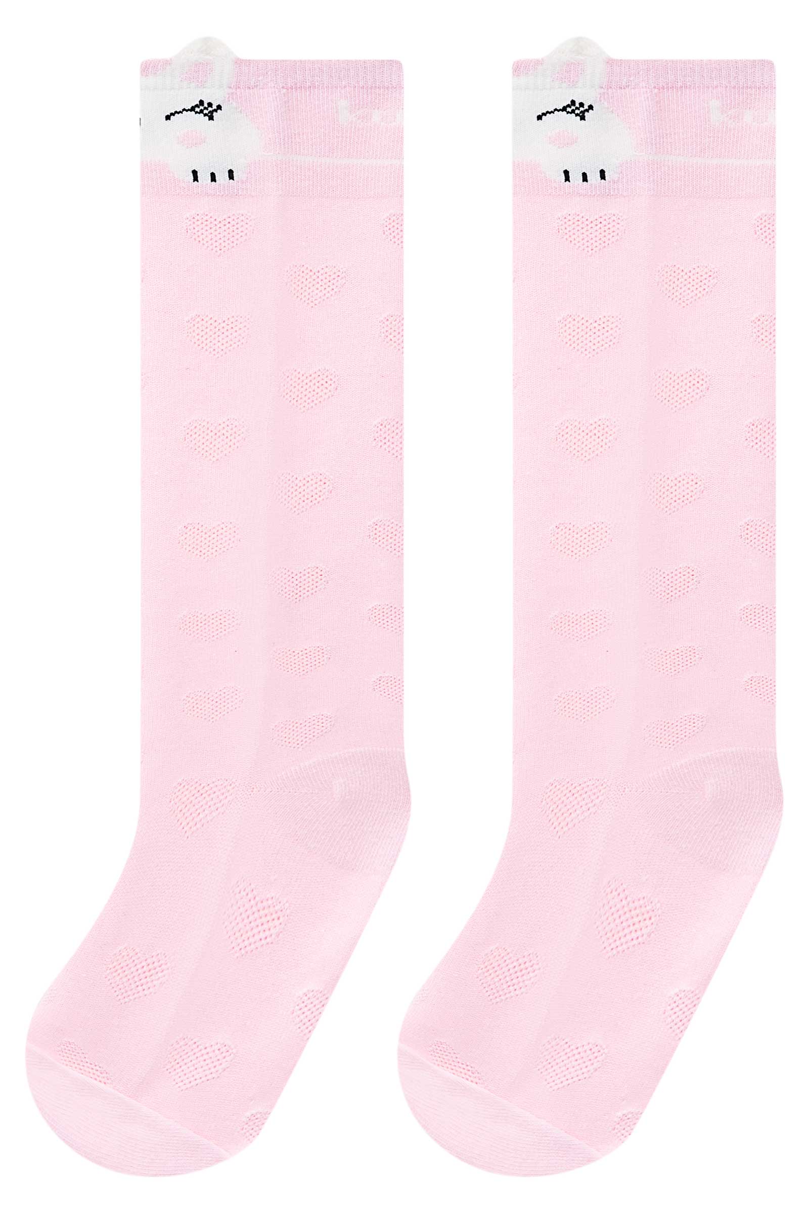 Meia Infantil 3/4 Kukie Rosa Gatinho