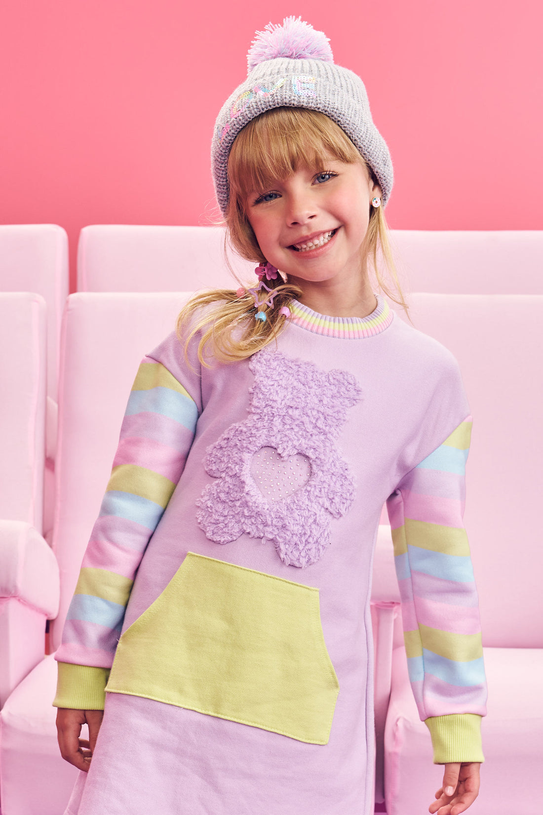 Gorro Infantil Kukie Cinza Love Tricot