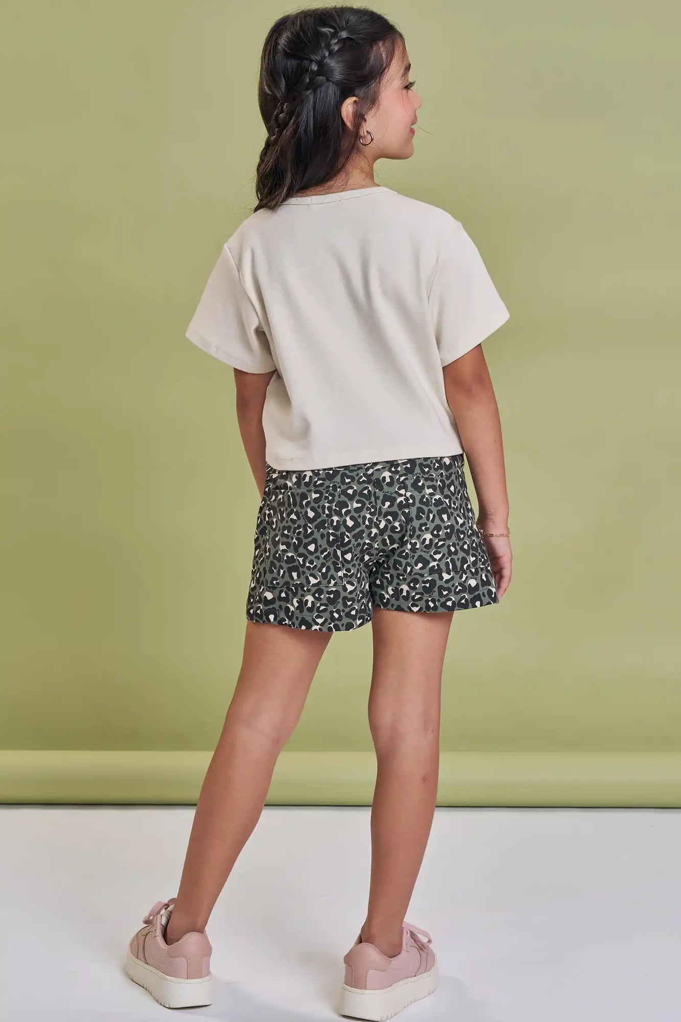 Conjunto Infantil Kukiê Inverno com Shorts Verde Camuflado e Blusa Manga Curta Usinha Safari