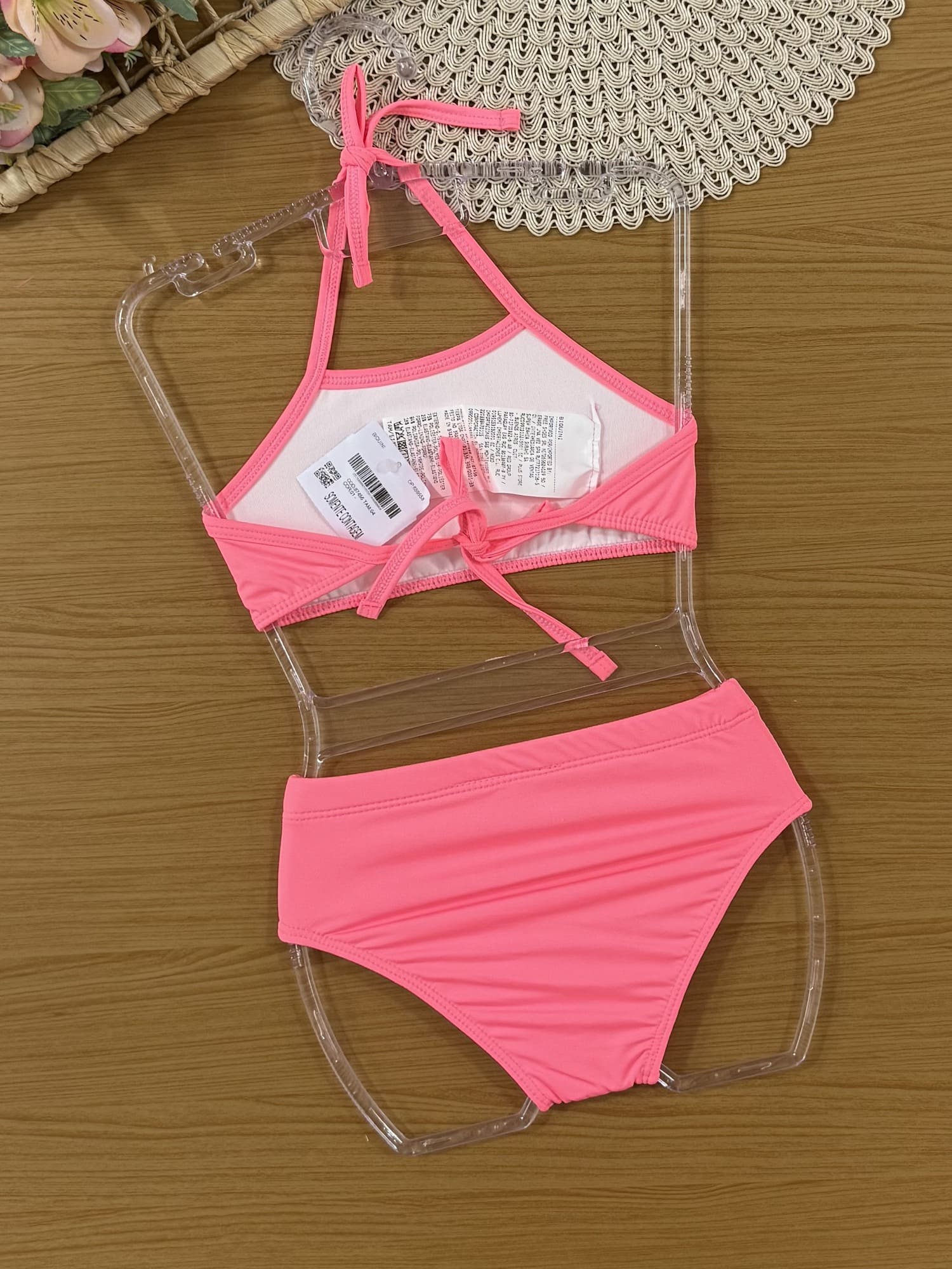 Biquíni Infantil Kukiê Verão com Blusa Manga Longa Rosa Florzinha