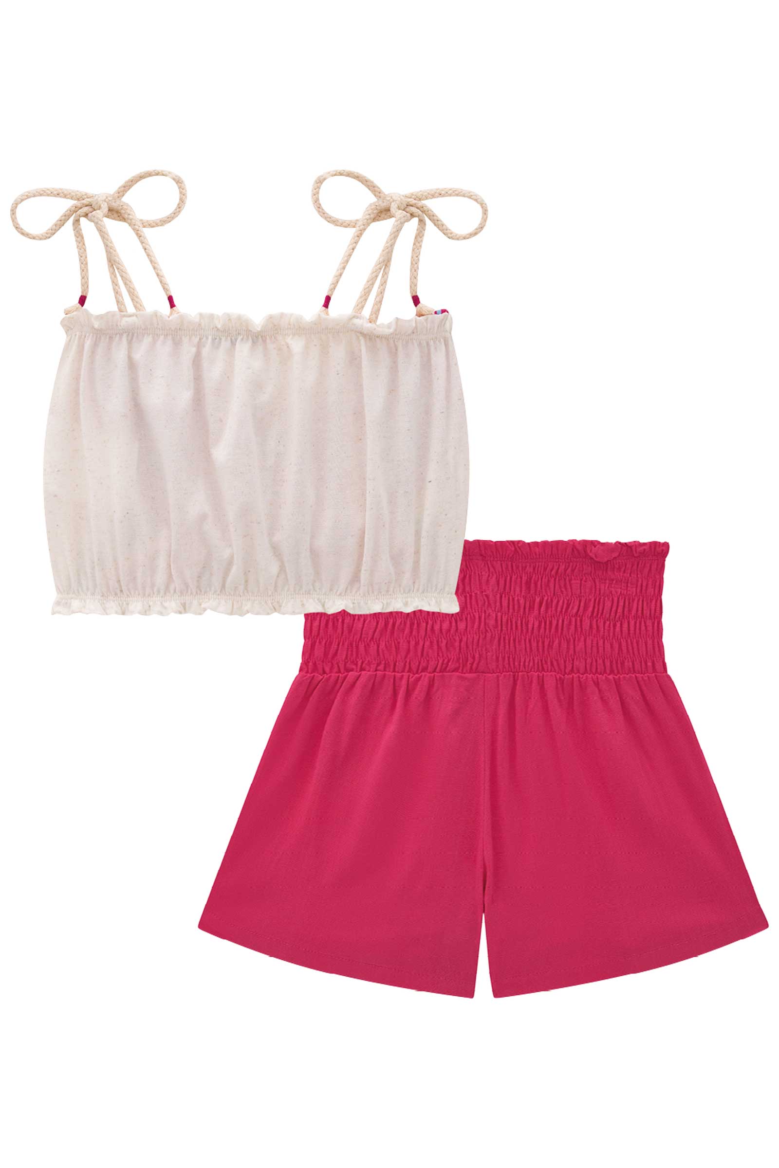 Conjunto Infantil Kukie Verão Com Shorts e Cropped Borboleta