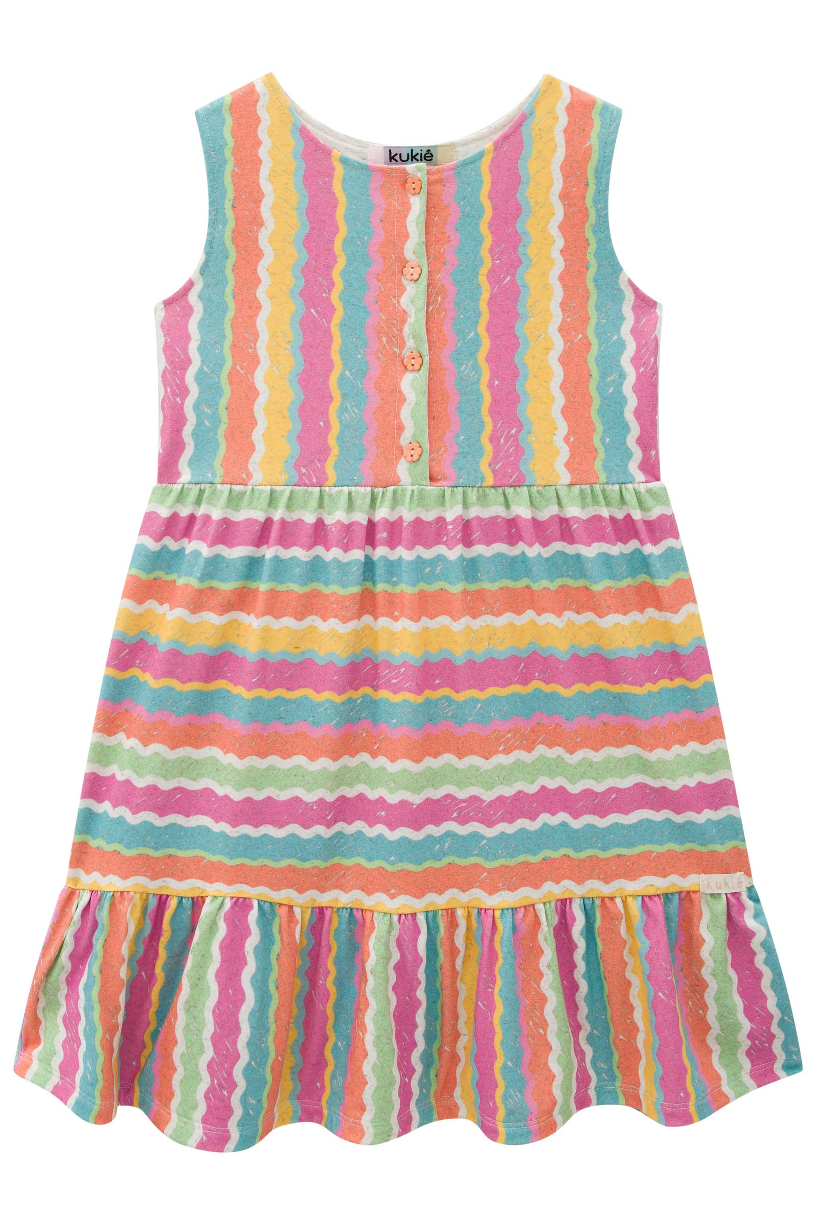 Vestido Infantil Kukie Verão Listras Coloridas