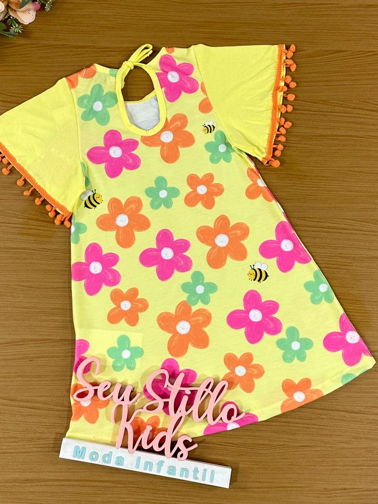 Vestido Infantil Kukie Verão Ursinha Mel