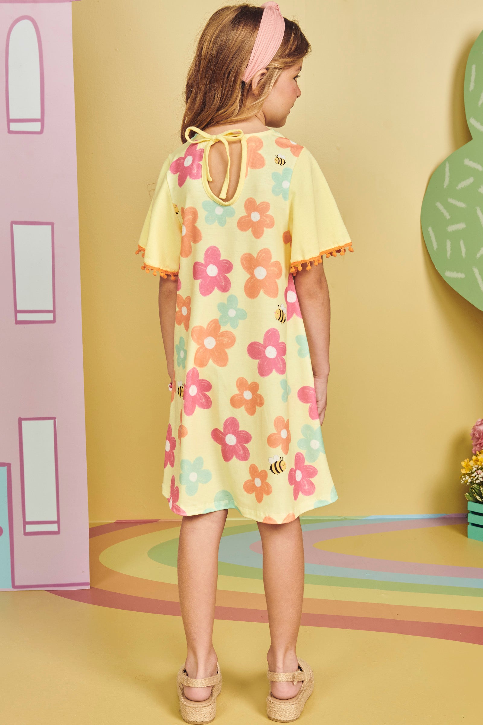 Vestido Infantil Kukie Verão Ursinha Mel