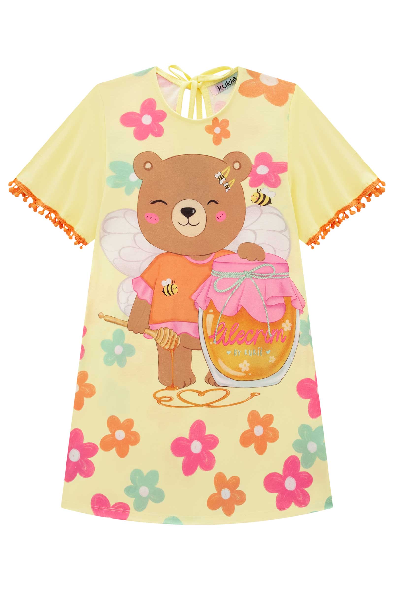 Vestido Infantil Kukie Verão Ursinha Mel