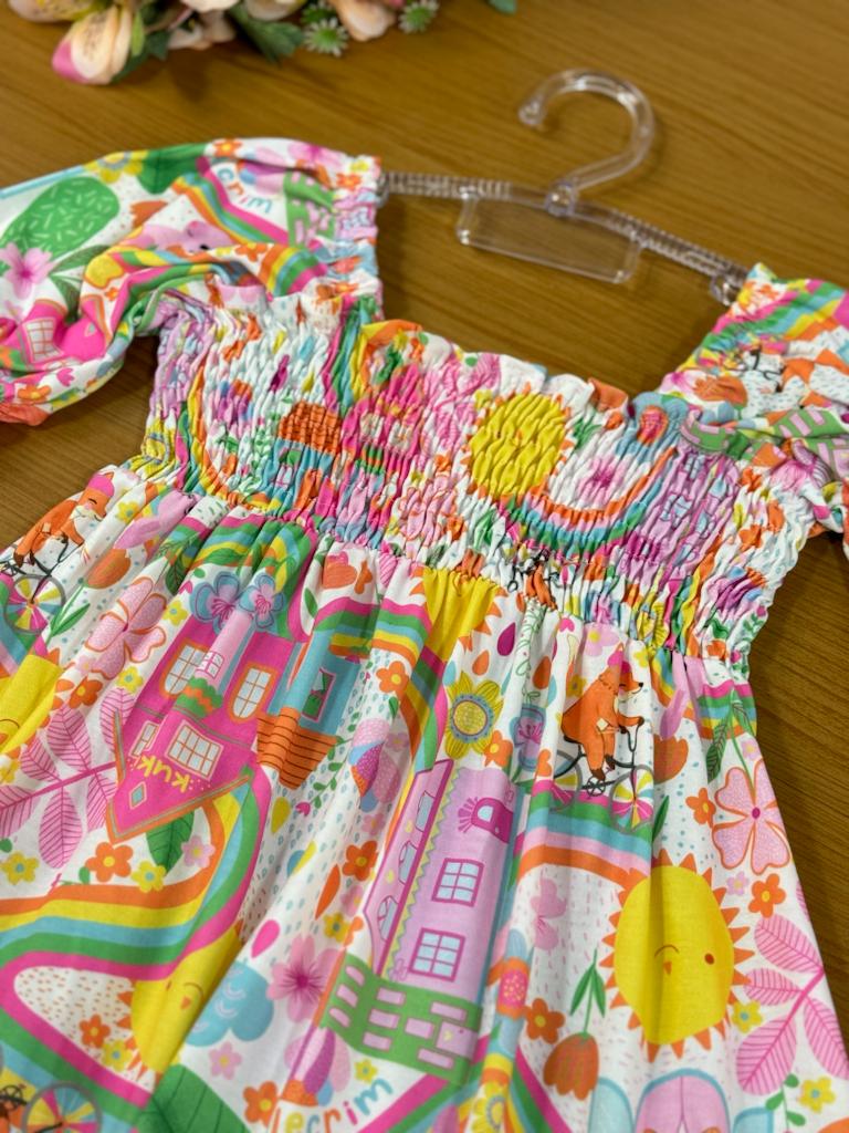 Vestido Infantil Kukie Alecrim Verão Cidade Feliz