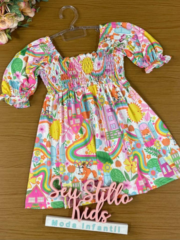 Vestido Infantil Kukie Alecrim Verão Cidade Feliz