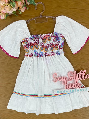 Vestido Infantil Kukie Verão Borboleta Colorida