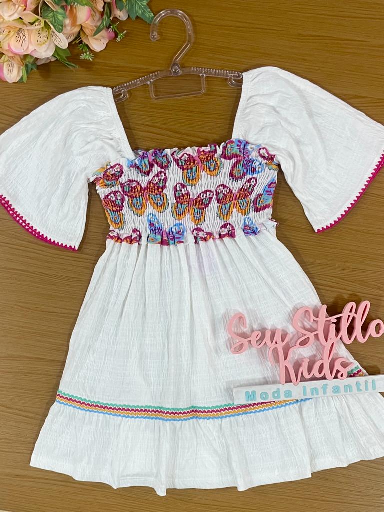 Vestido Infantil Kukie Verão Borboleta Colorida