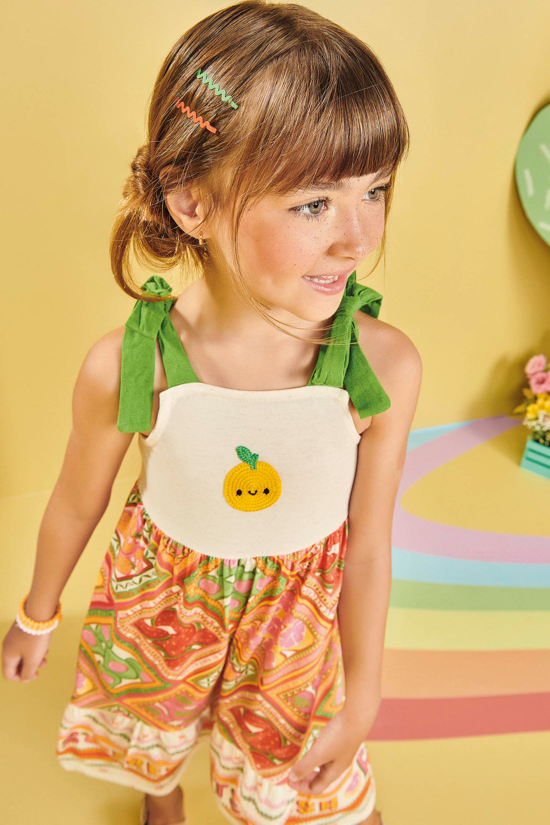 Vestido Infantil Kukie Alecrim Verão Midi Laranjinha