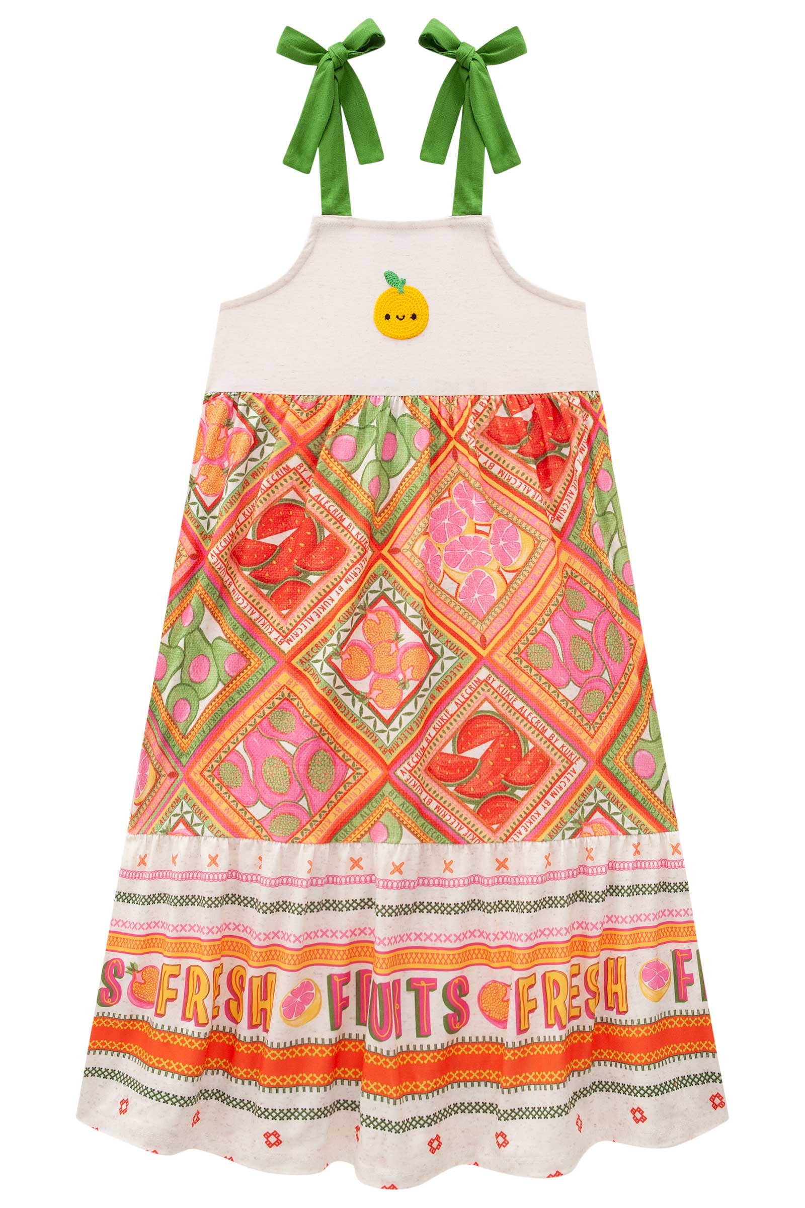Vestido Infantil Kukie Alecrim Verão Midi Laranjinha