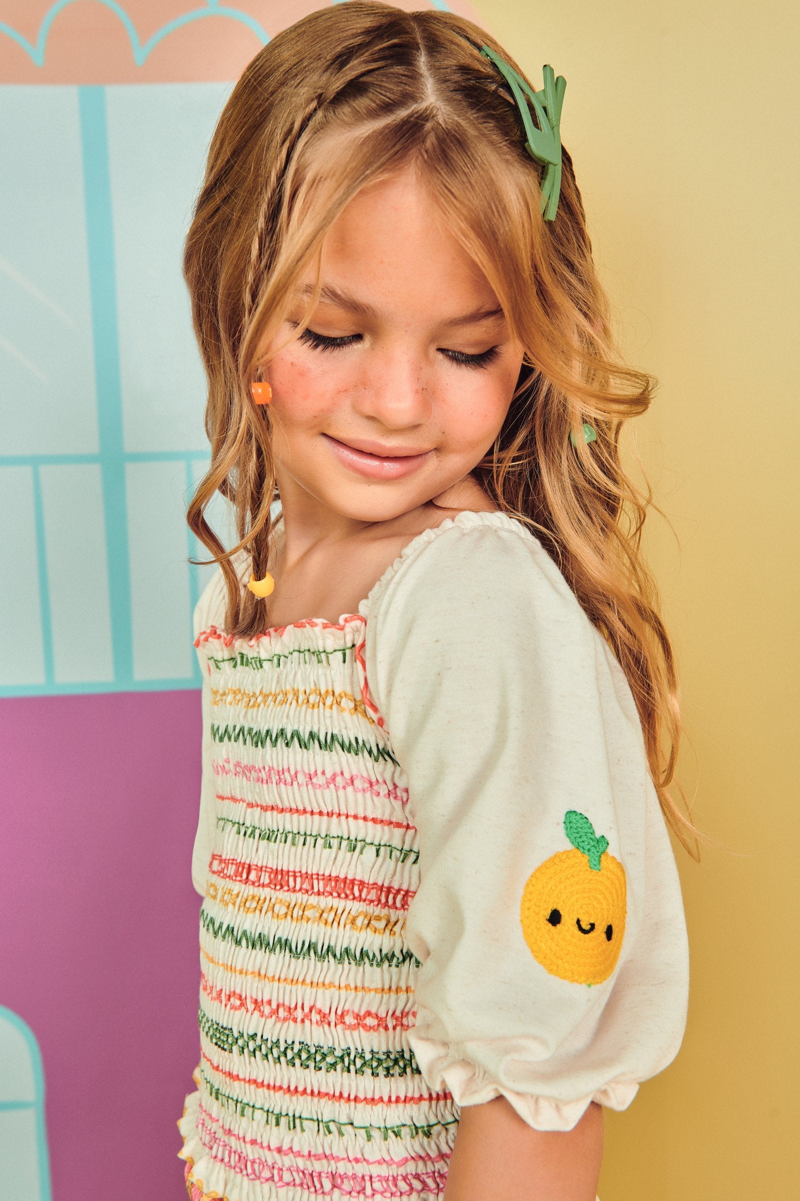 Conjunto Infantil Kukie Verão Com Shorts e Blusa Laranjinha