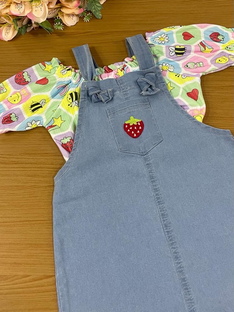 Jardineira Infantil Kukie Verão Com Top Diversão