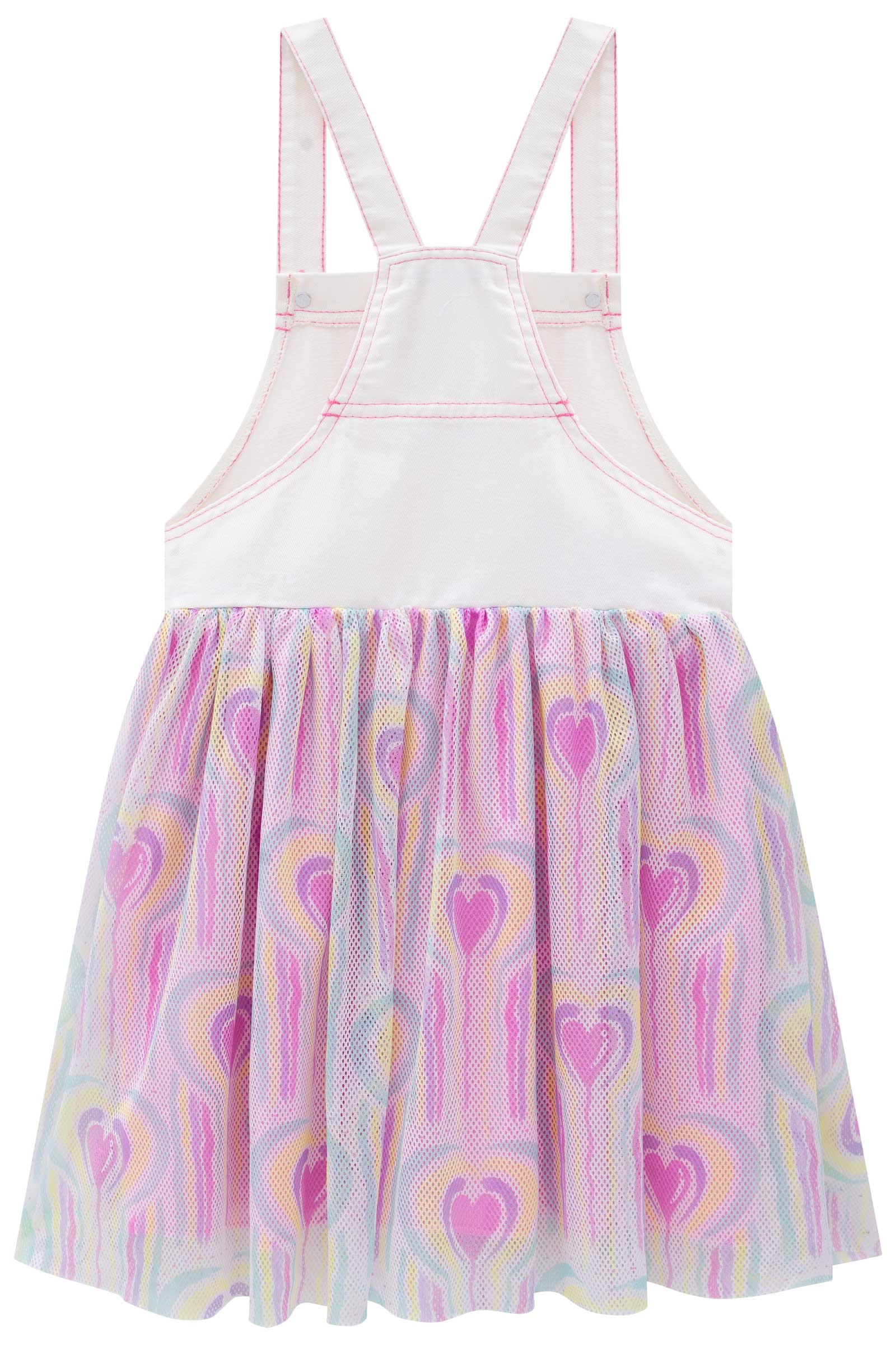 Salopete Infantil Kukie Verão Colorido Corações