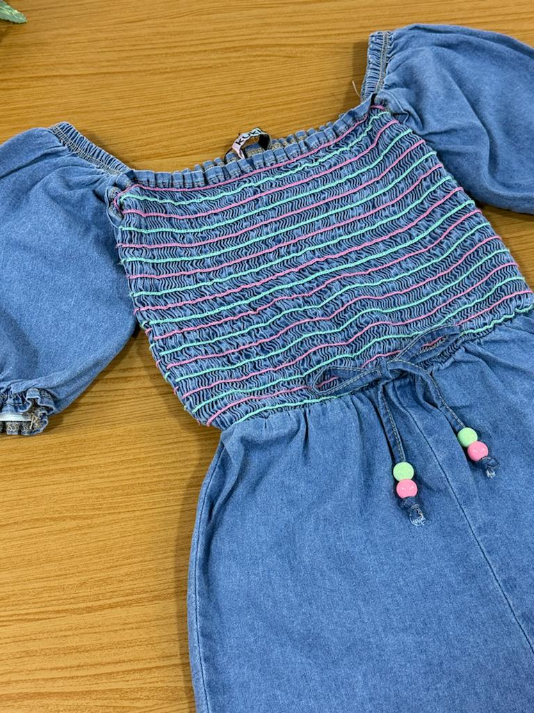 Macaquinho Infantil Kukie Verão Jeans