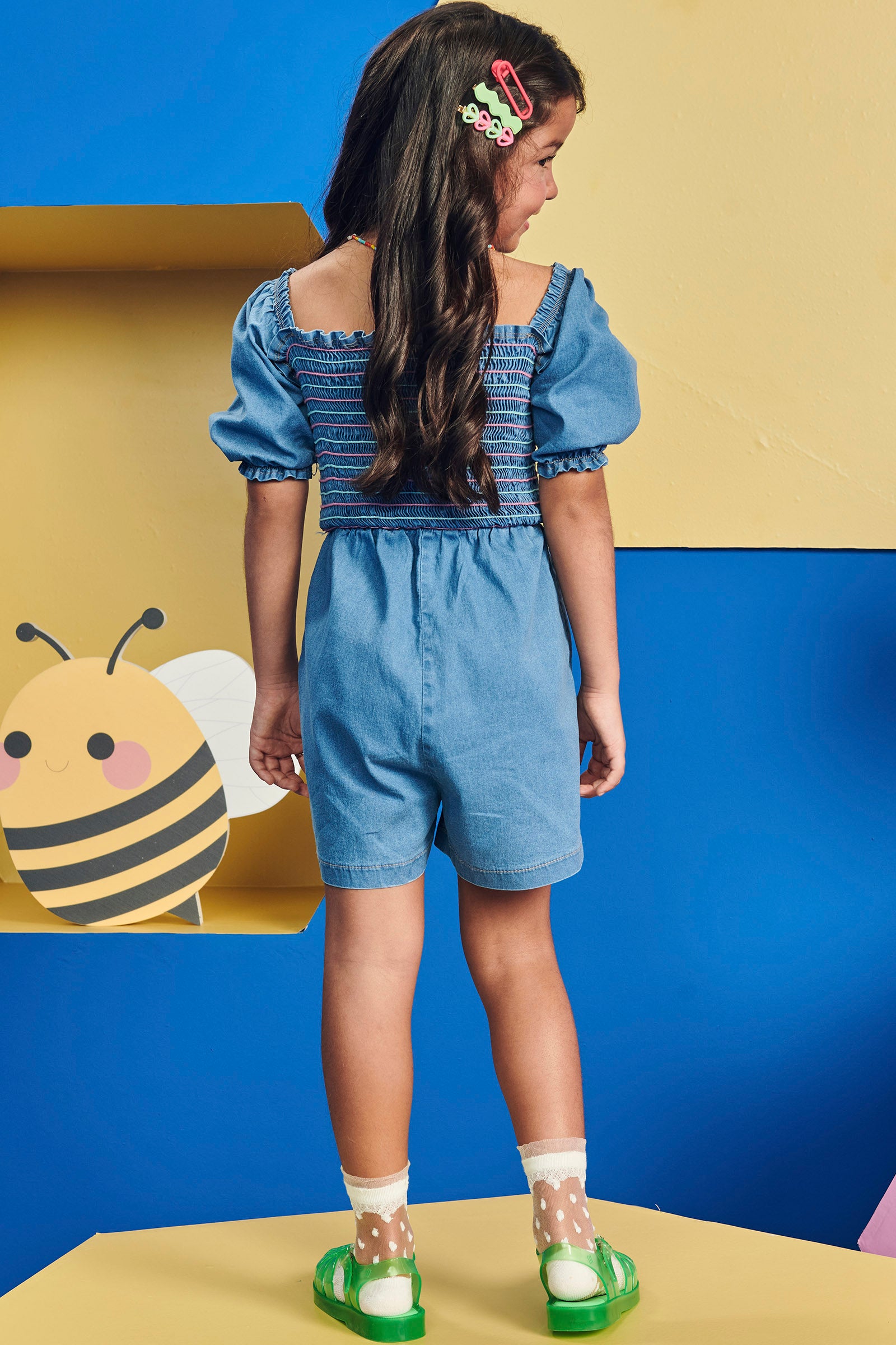 Macaquinho Infantil Kukie Verão Jeans