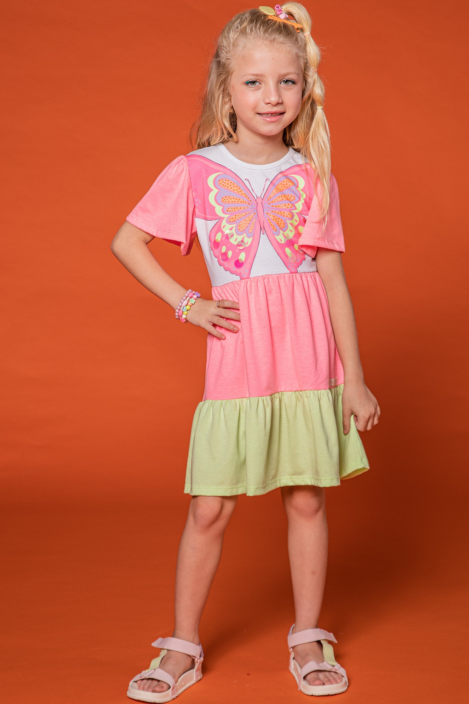 Vestido Infantil Kukie Verão Borboleta