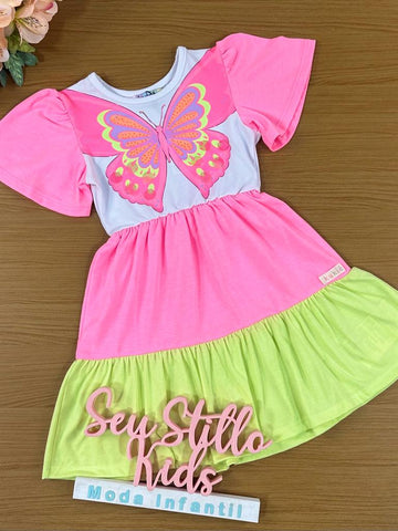 Vestido Infantil Kukie Verão Borboleta