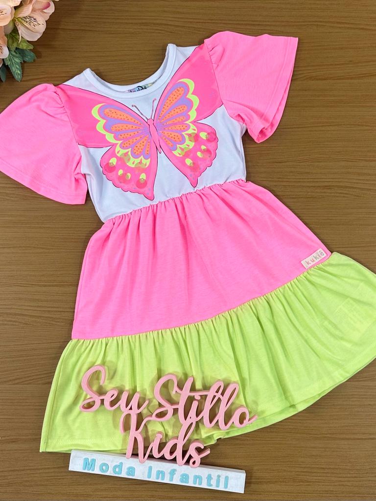 Vestido Infantil Kukie Verão Borboleta