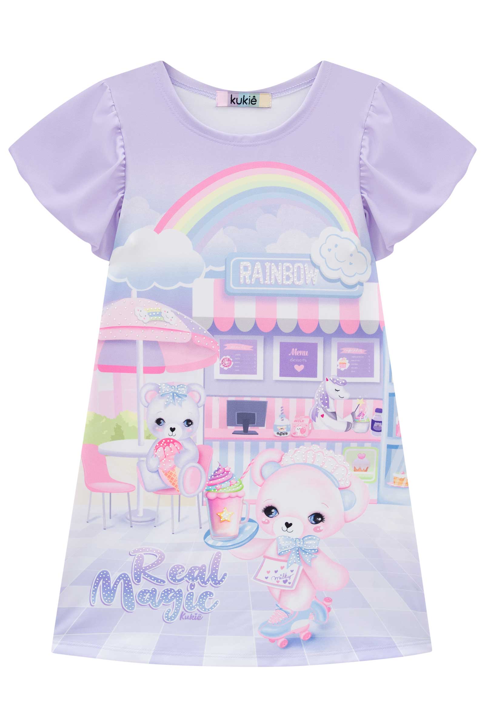 Vestido Infantil Kukie Verão Ursinha Rainbow