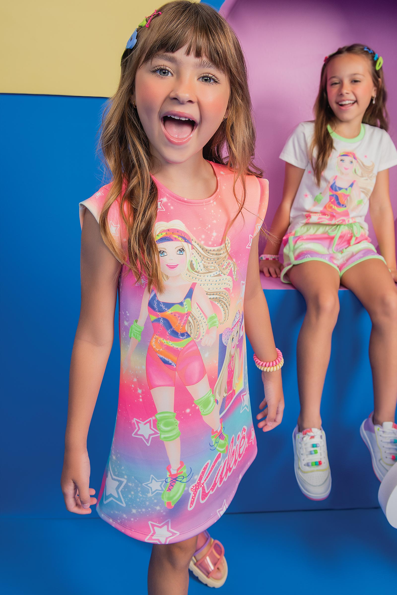 Vestido Infantil Kukie Verão Rosa Barbie Aventureira