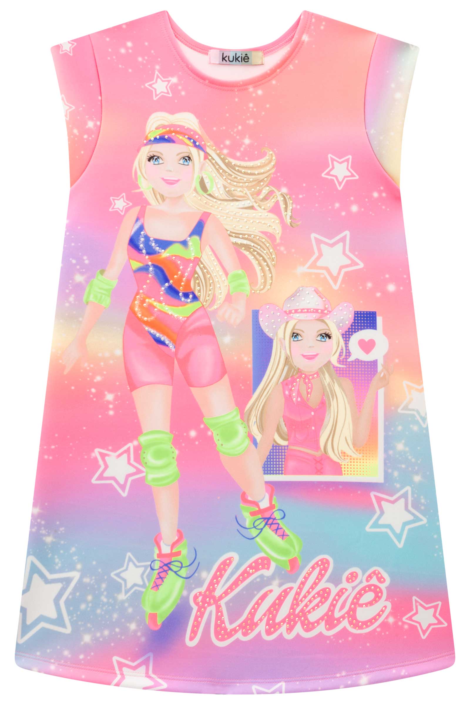 Vestido Infantil Kukie Verão Rosa Barbie Aventureira