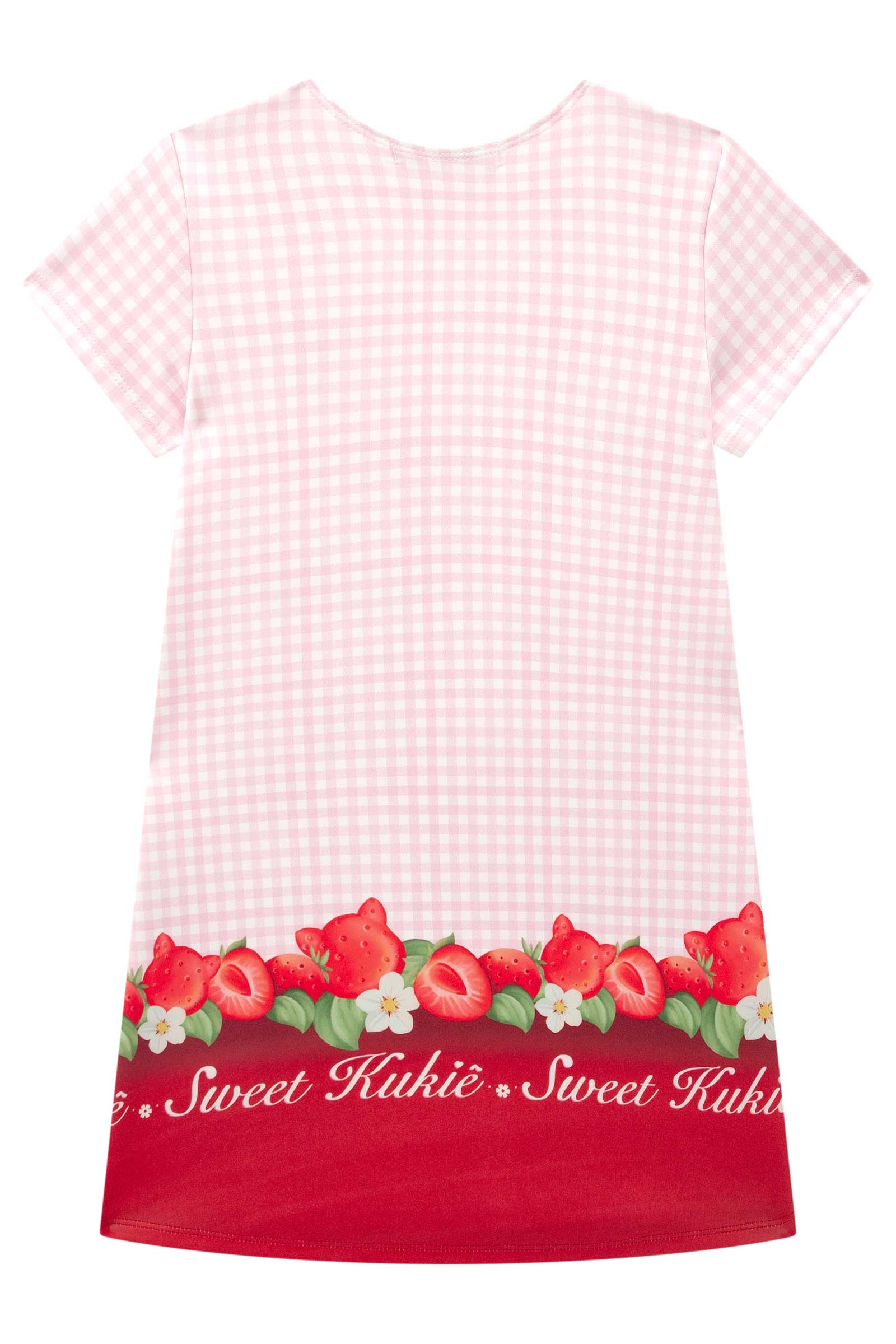 Vestido Infantil Kukie Verão Xadrez Rosa Gatinha