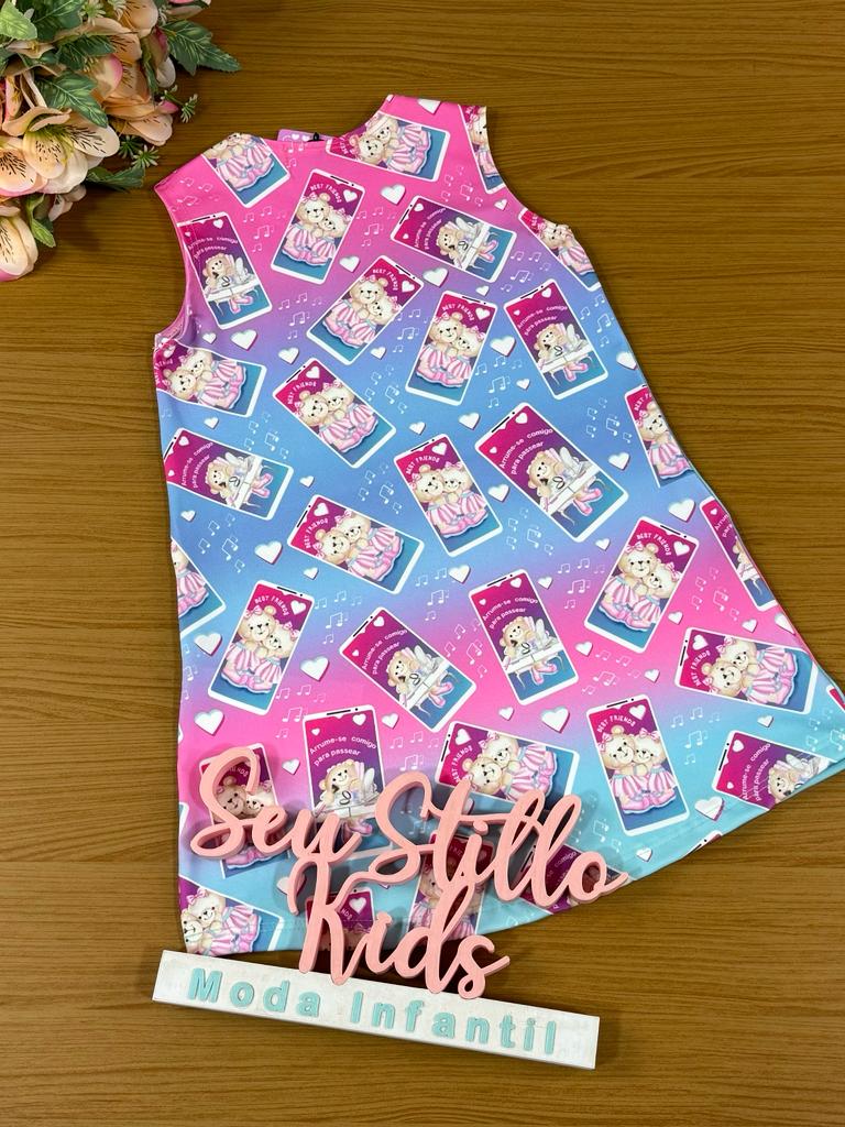 Vestido Infantil Kukie Verão Ursinha Blogueirinha