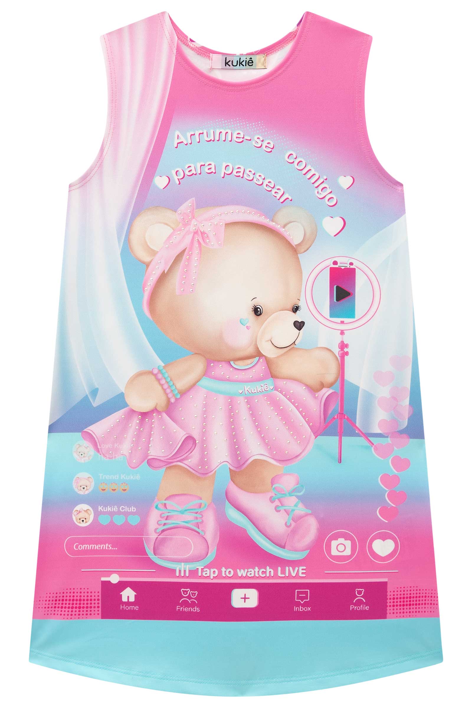 Vestido Infantil Kukie Verão Ursinha Blogueirinha