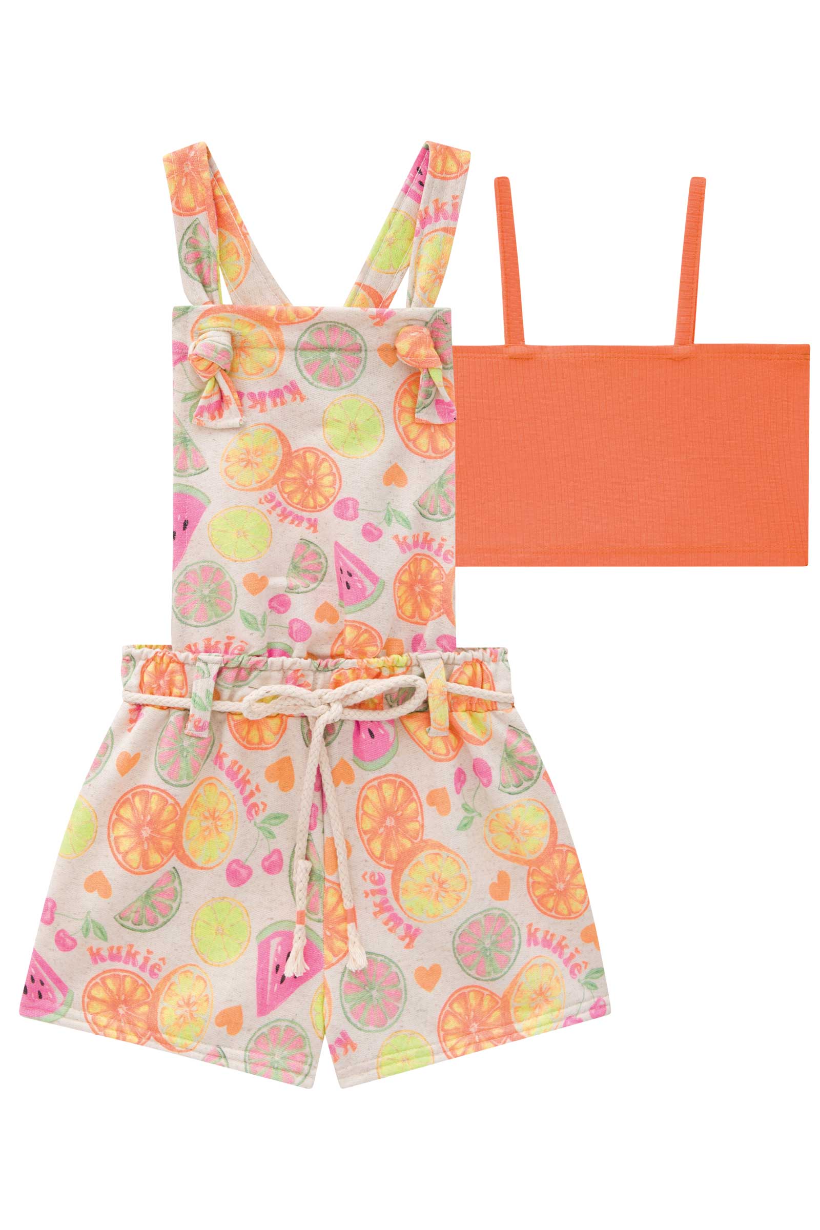 Jardineira Infantil Kukie Verão Com Top Frutinhas