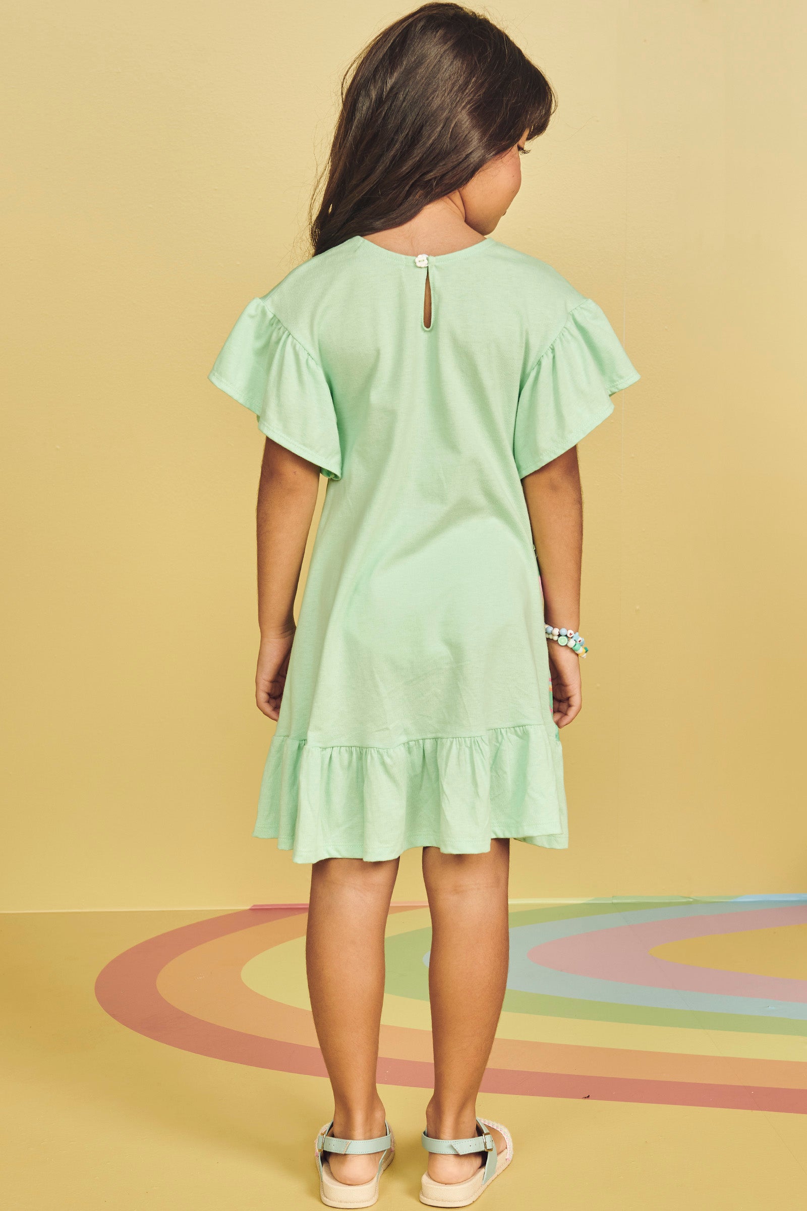 Vestido Infantil Kukie Alecrim Verão Verde Raposinha