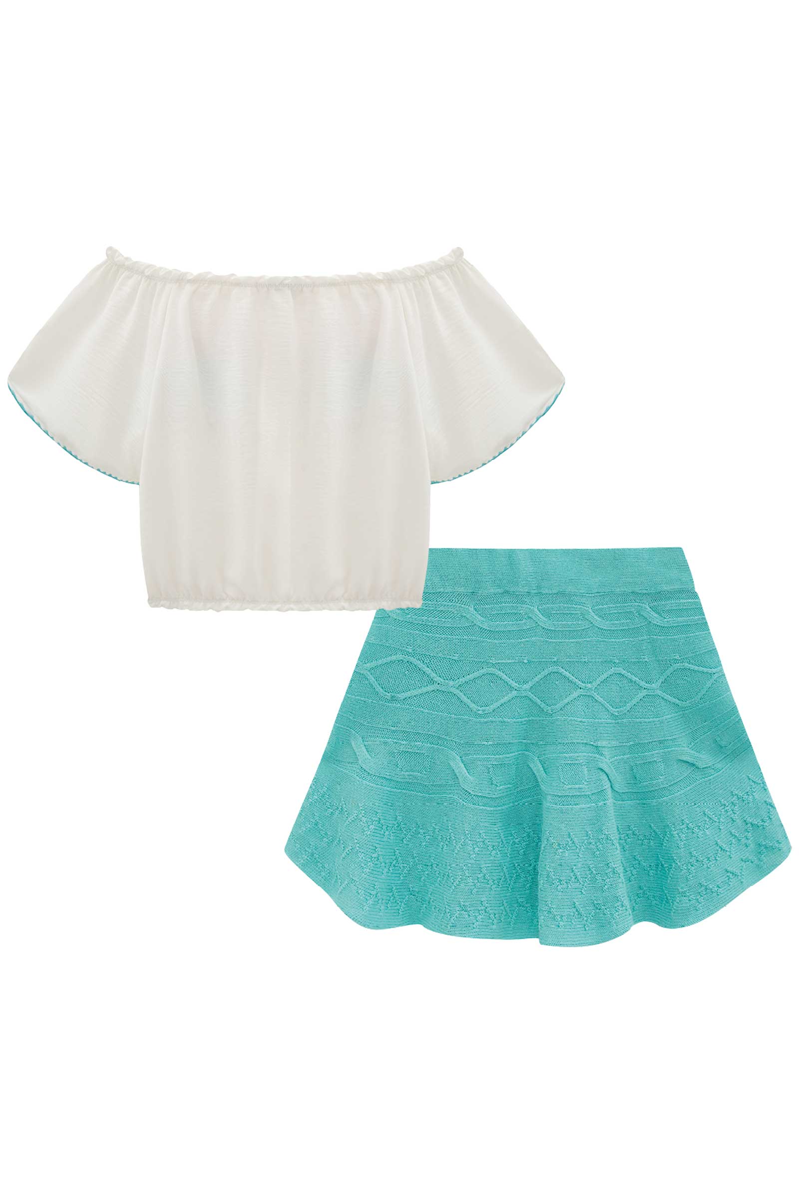Conjunto Infantil Kukie Verão Com Saia e Blusa Sol