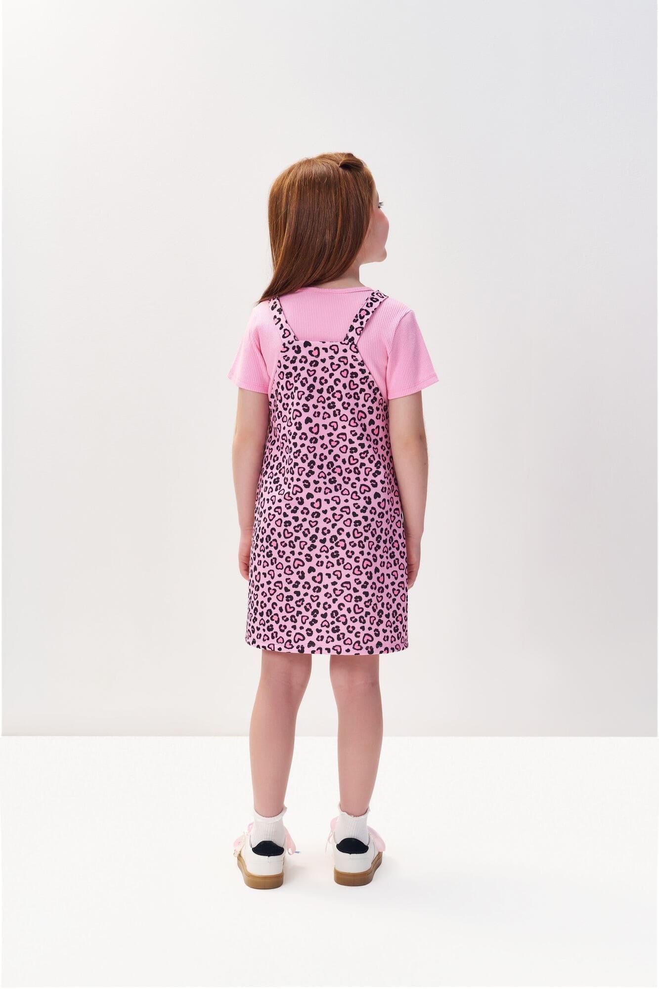 Salopete Infantil Cinti com Blusa Rosa Cachorrinha