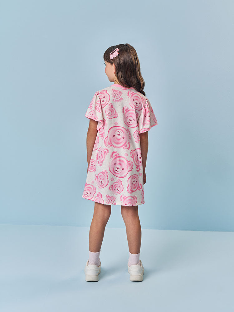 Vestido Infantil Cinti Verão Rosa Ursinhas