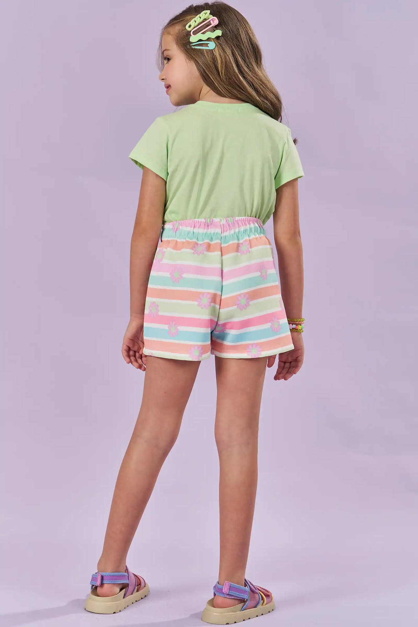 Conjunto Infantil Kukiê Verão com Shorts Verde e Blusa Verde Sapatinho