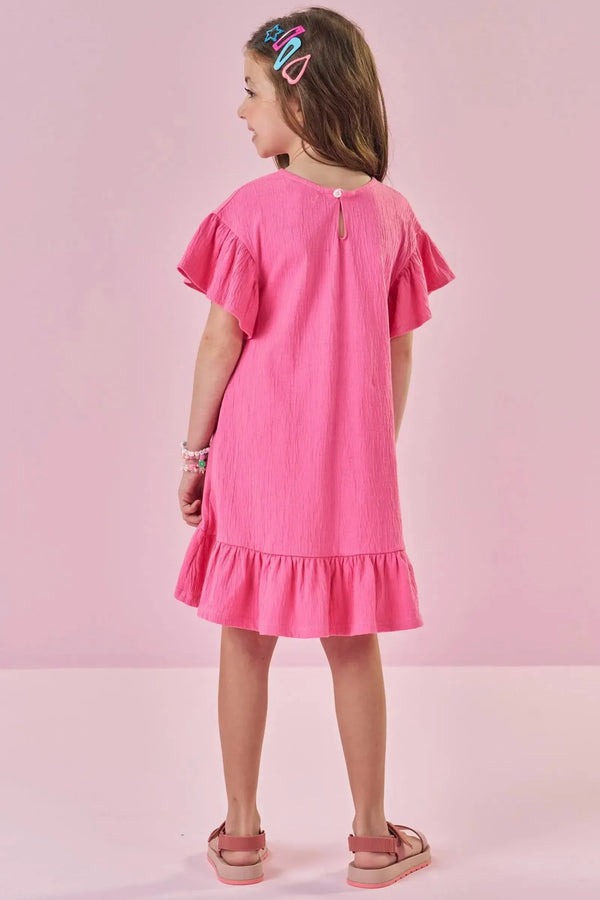 Vestido Infantil Kukiê Verão Rosa Cachorrinha Summer