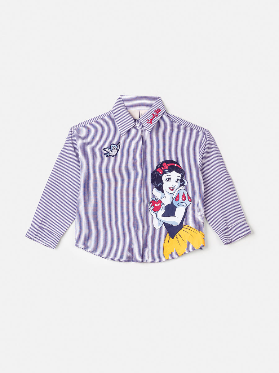Camisa infantil Animê Manga Longa Branca de Neve Disney