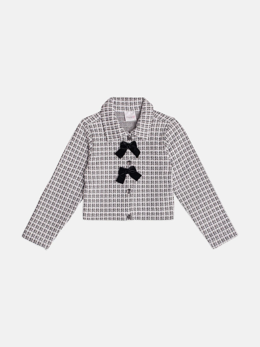 Jaqueta Infantil Momi Inverno Braca Tweed com Laços