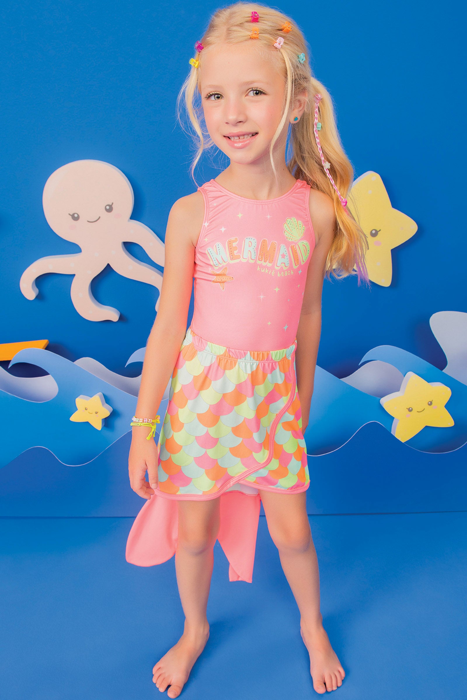 Maiô Infantil Kukie Verão Com Saia Calda Sereia