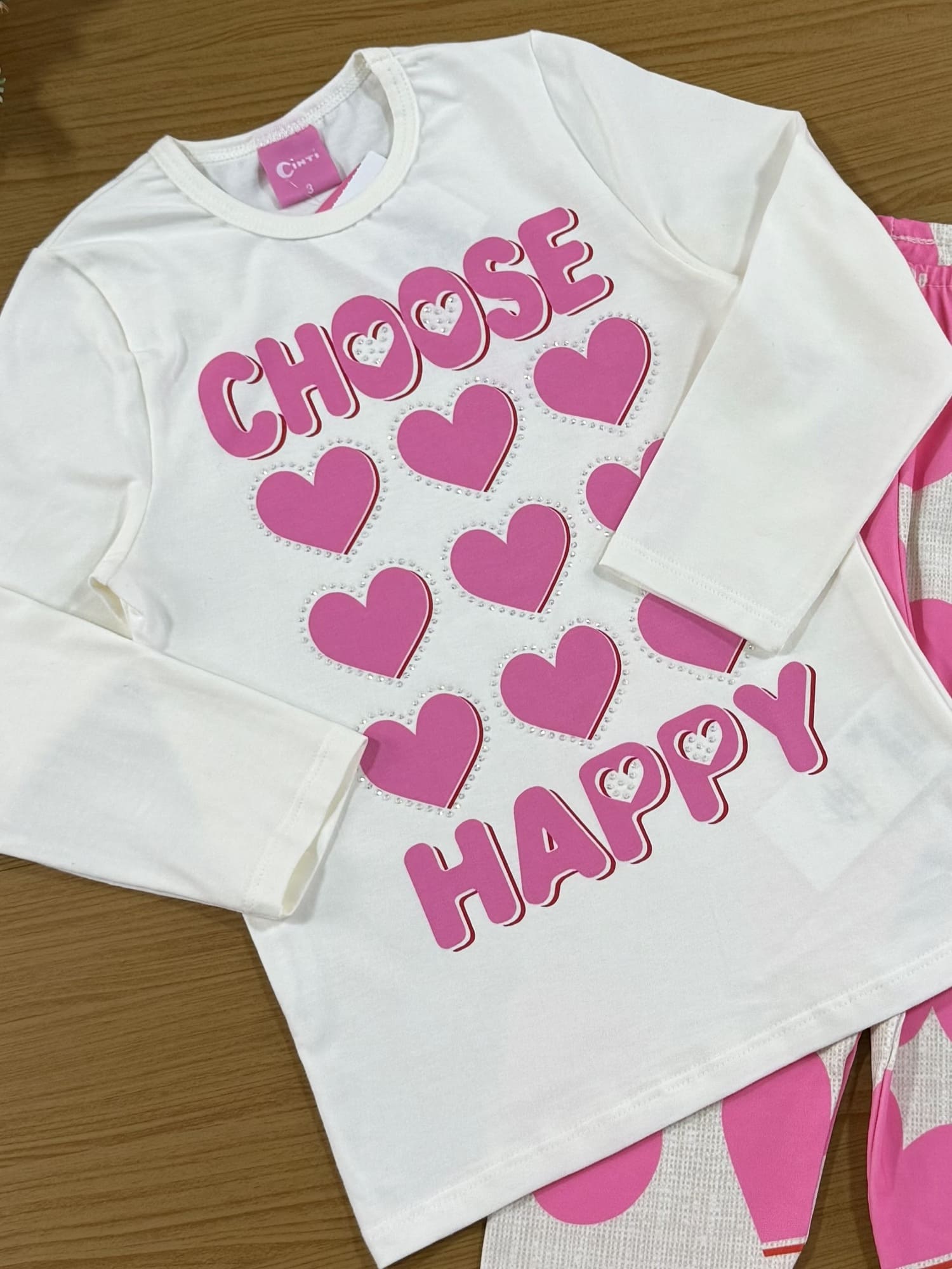 Conjunto infantil Cinti Inverno Calça Legging e Blusa Manga Longa Coração