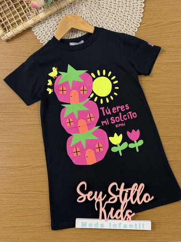 Vestido Infantil Bimbi Inverno Preto Solzinho