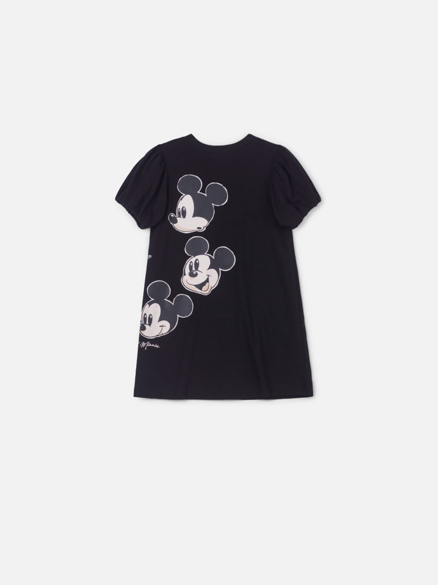 Vestido Infantil Animê Inverno Manga Curta Preto Minnie e Mickey Disney