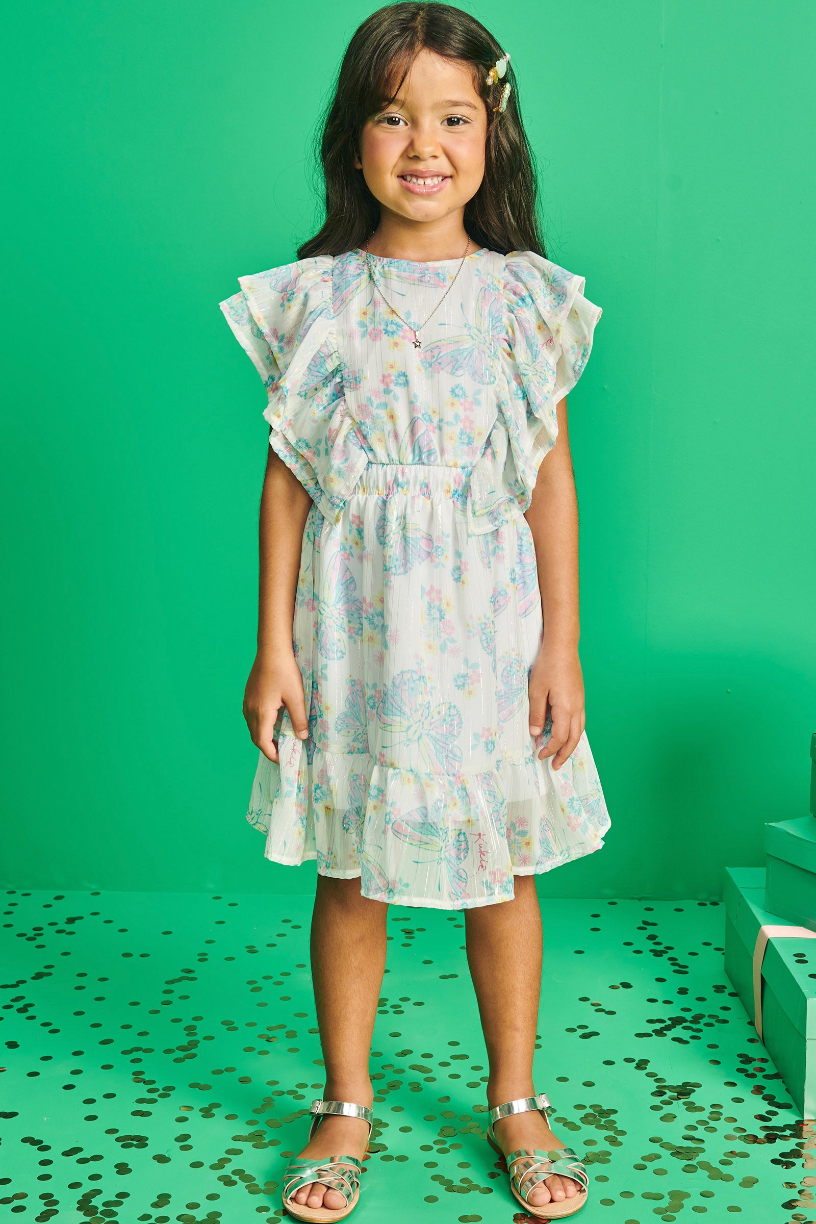 Vestido Infantil Kukie Verão Borboletas
