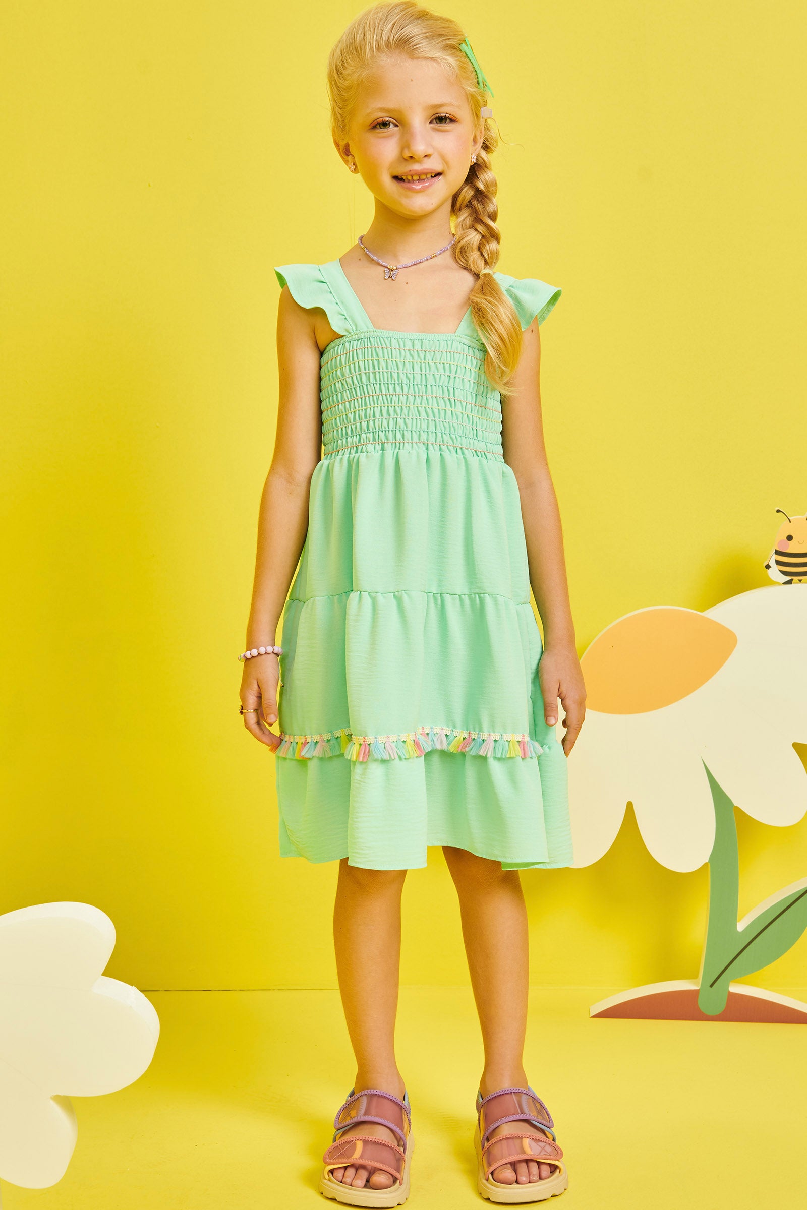 Vestido Infantil Kukie Verão Verde