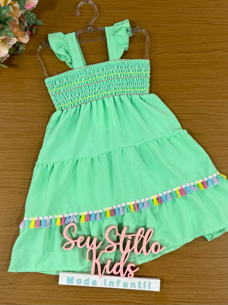 Vestido Infantil Kukie Verão Verde