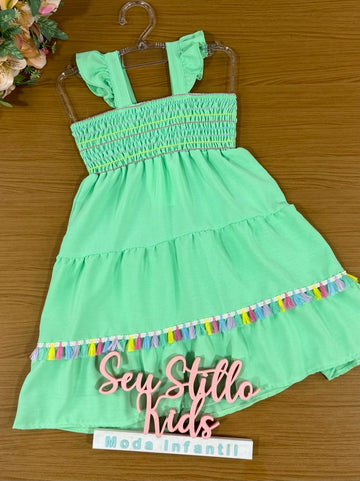 Vestido Infantil Kukie Verão Verde