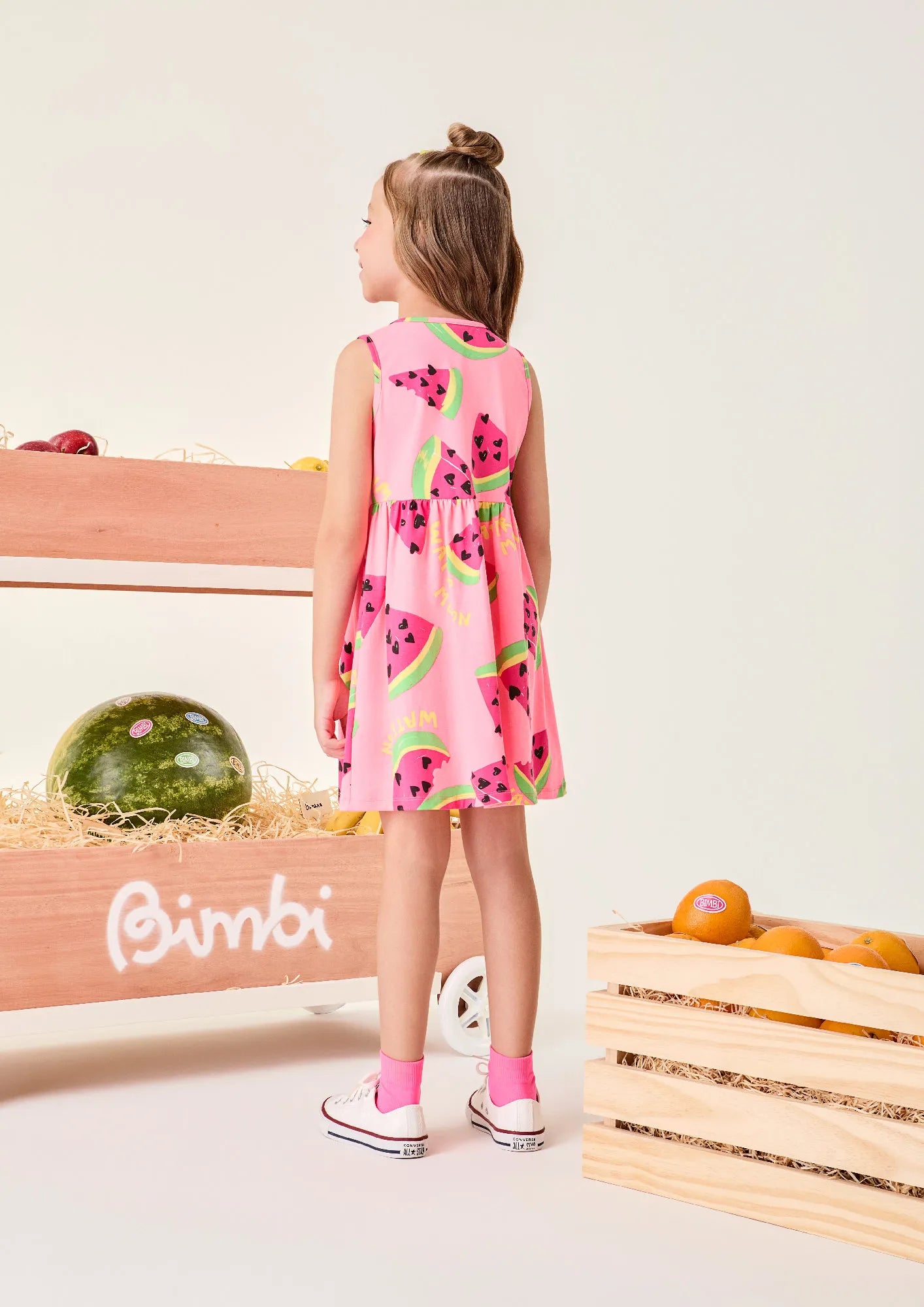 Vestido Infantil Bimbi Salmão Melancias