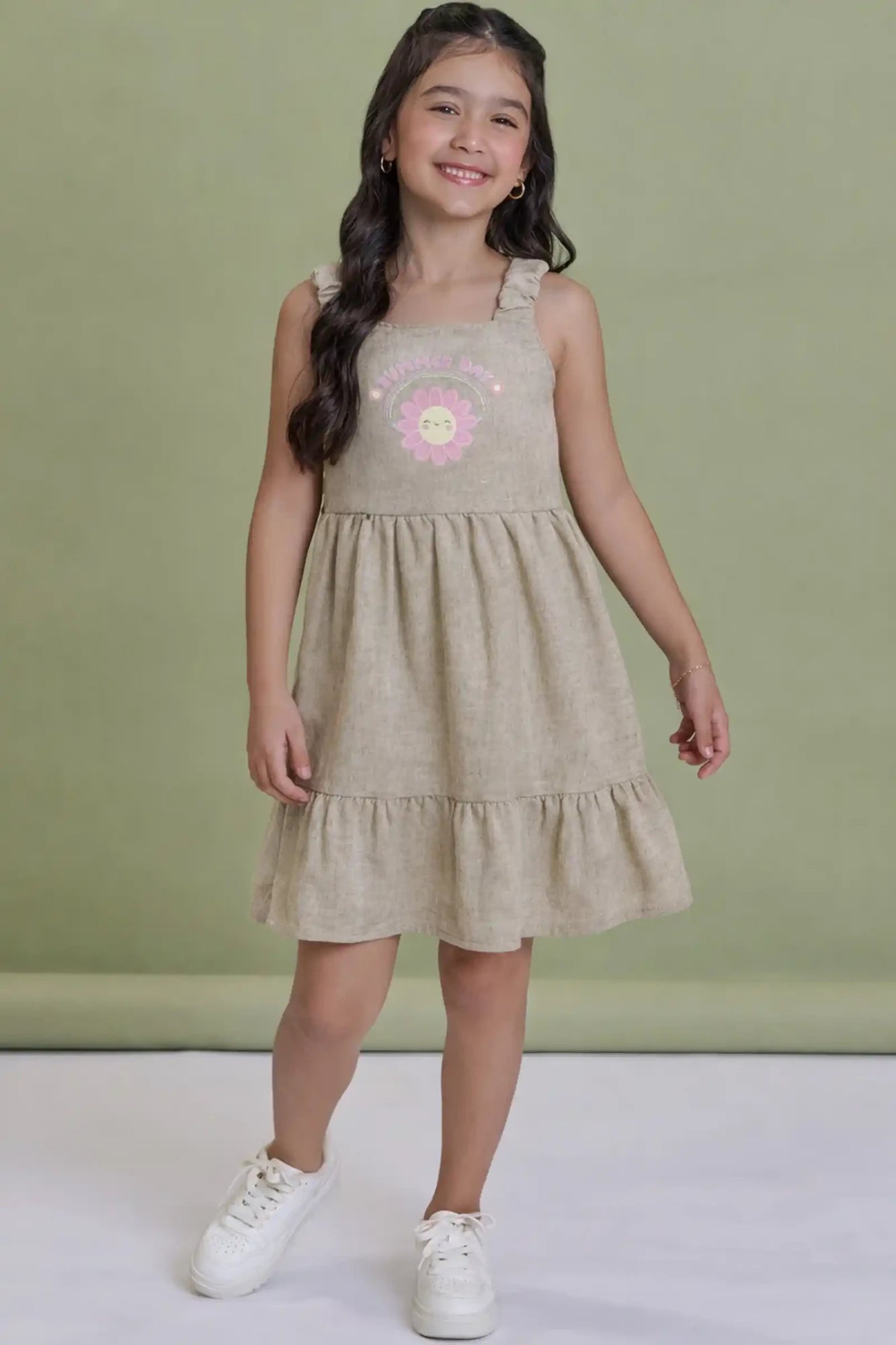 Vestido Infantil Kukiê Bege Florzinha Summer Day