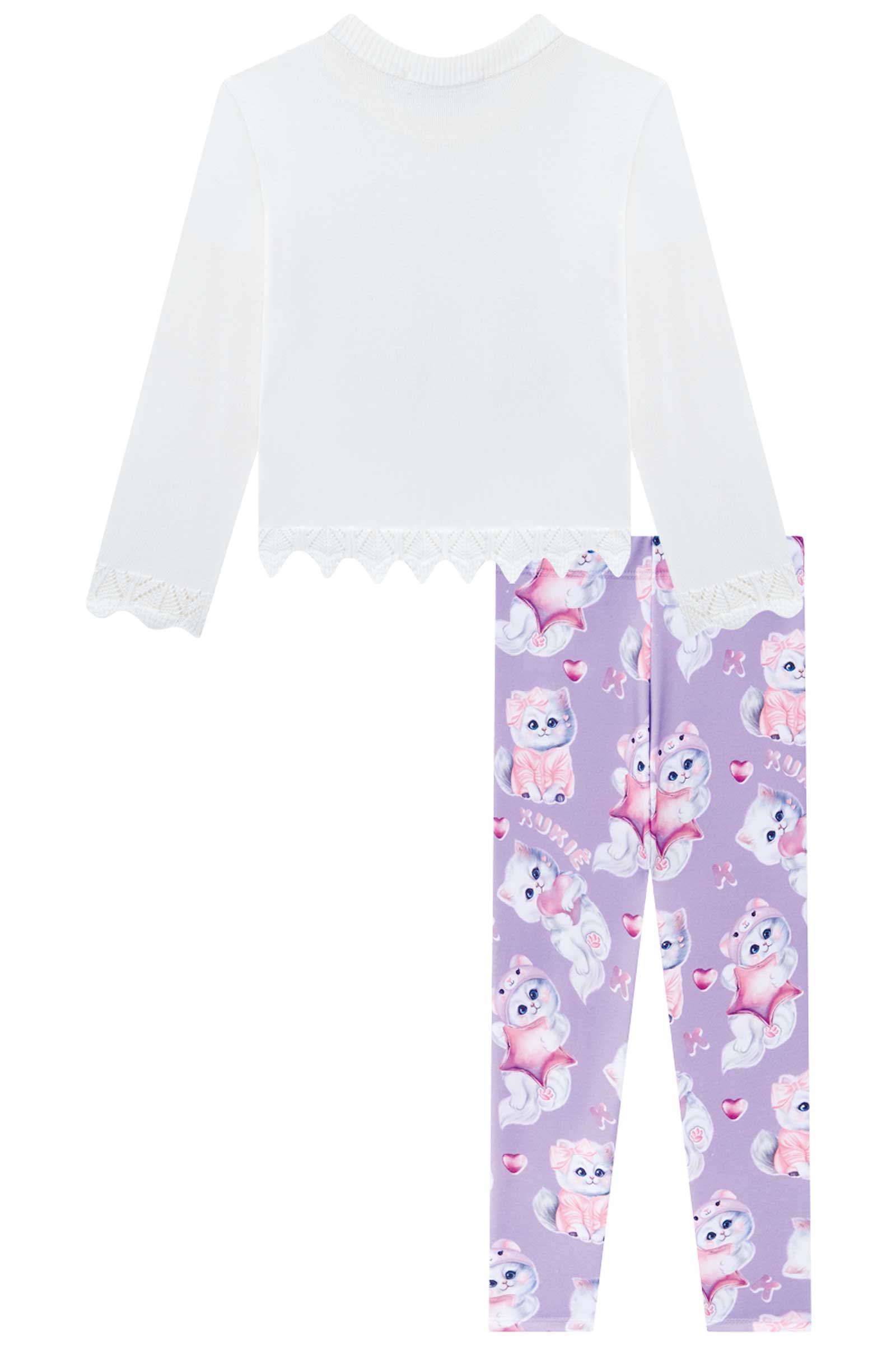 Conjunto Infantil Kukie Inverno Calça Legging e Blusa Gatinha