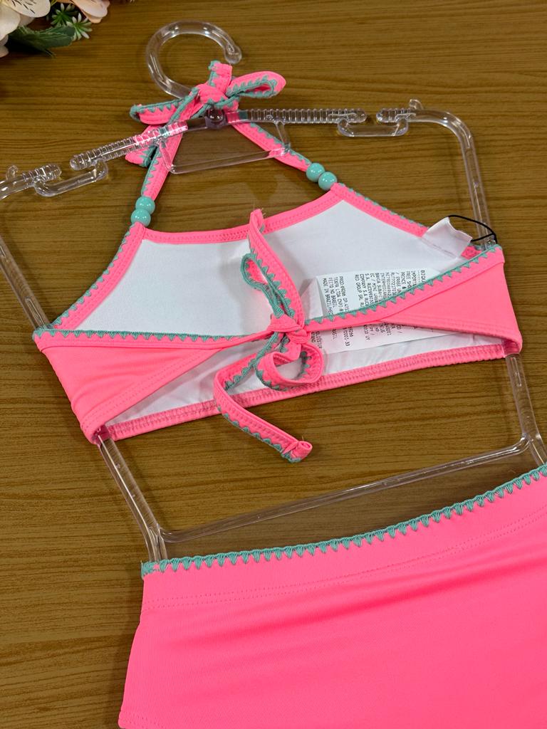 Biquíni Infantil Kukie Verão Rosa Neon Mermaid